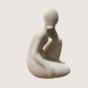 Estatueta Woman Taupe com Textura riscas verde terra 8 1